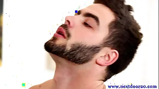 Seductive hairy gay enjoys oral session