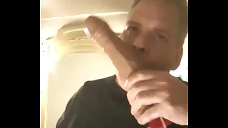 Cumhungry faggot with a new toy